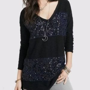 Free People striped tunic sequin sweater New!